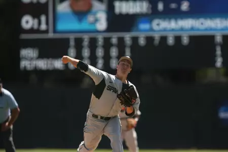 Tony Bucciferro fires a pitch against Pepperdine in the first round of the Stanford Regional on Friday afternoon.