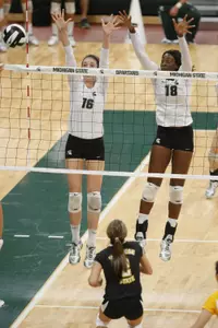 Junior Alexis Mathews had four blocks to go along with eight kills.