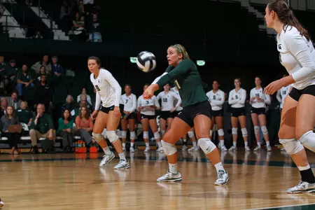 Libero Kori Moster leads MSU with 4.65 digs per set, good for third in the Big Ten.