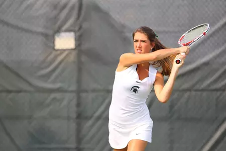 Marina Bohrer owned a 2-0 record playing on court one in duals against Dayton and Oakland.