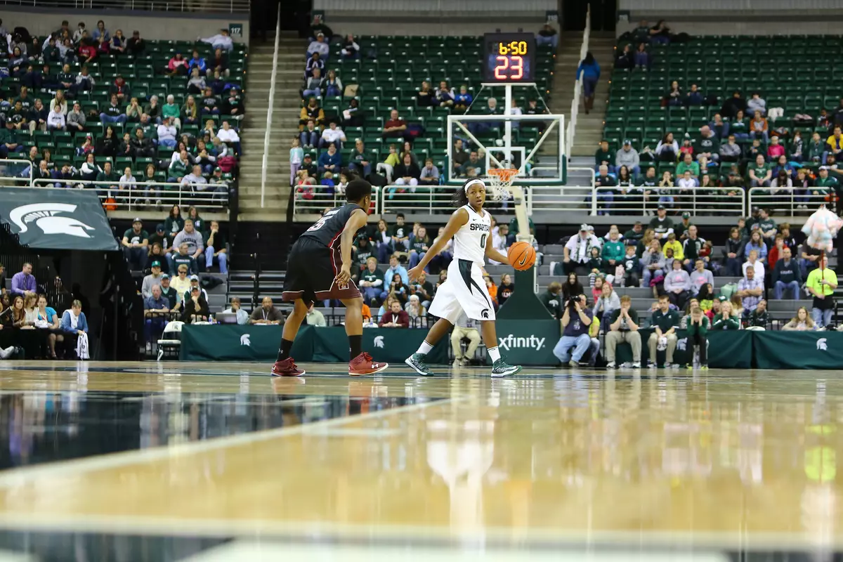 Sophomore Kiana Johnson was key off the bench Sunday, leading the Spartans with 15 points and five assists in 36 minutes.