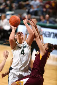 Sophomore Jasmine Hines sparked the MSU offense off the bench with 15 points in 26 minutes.