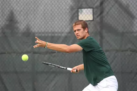 Aaron Pfister (above) and Gijs Linders fell in the third round of doubles qualifying on Wednesday at the ITA All-American Championships.