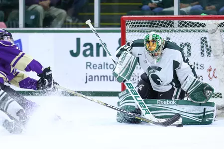 Jake Hildebrand made several key saves in the final minutes of Saturday's win.