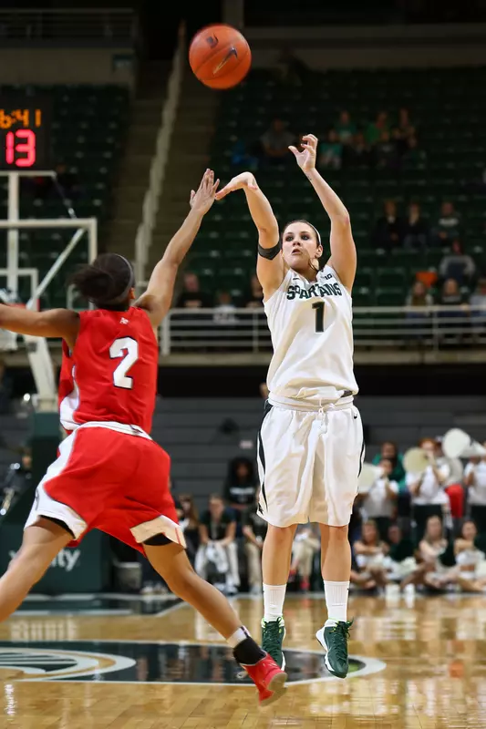 Freshman Tori Jankoska scored 24 points and grabbed nine rebounds in Michigan State's win over Dayton