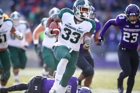 Jeremy Langford crossed the 1,000-yard mark for the season in MSU's 30-6 win at Northwestern.