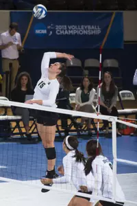 Senior outside hitter Lauren Wicinski had a double-double with 16 kills and 11 digs