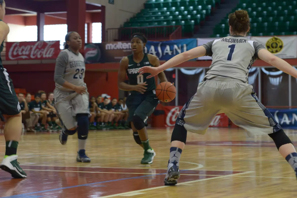 Junior Kiana Johnson led the Spartans with 10 assists against Georgetown this afternoon.