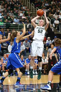 Junior Becca Mills went 8-for-12 from the field for a game-high 19 points at Virginia Tech.