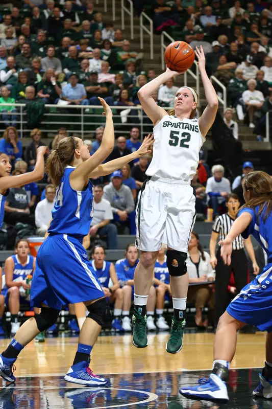 Junior Becca Mills went 8-for-12 from the field for a game-high 19 points at Virginia Tech.