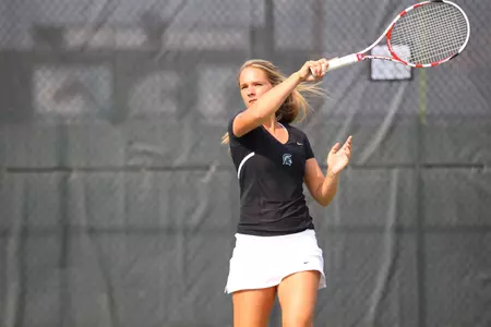 Freshman Emily Meyers owns an undefeated record in both singles and doubles this in dual matches..