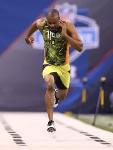 Johnny Adams ran a 4.48 in the 40-yard dash on Tuesday at the NFL Scouting Combine. (Photo by Ben Liebenberg, NFL)