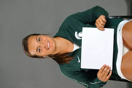 Catherine Parenteau's favorite thing about Michigan State is playing on the women's tennis team.
