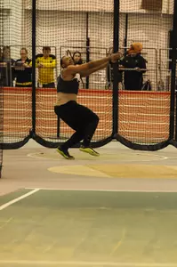 Redshirt senior Lonnie Pugh turned in a career-best throw in the shot put at the GVSU Big Meet.