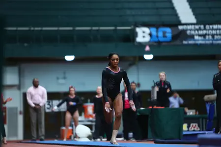 Senior captain Taira Neal took first on vault by posting a 9.825.