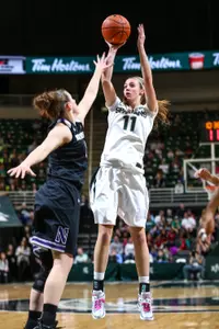 Junior Annalise Pickrel posted team-highs with 18 points and six rebounds on Thursday night at No. 22 Purdue.