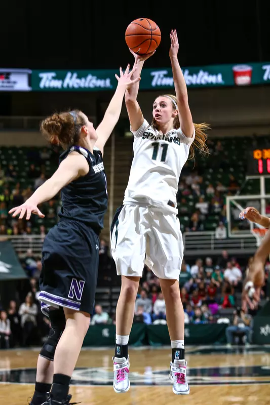 Junior Annalise Pickrel posted team-highs with 18 points and six rebounds on Thursday night at No. 22 Purdue.