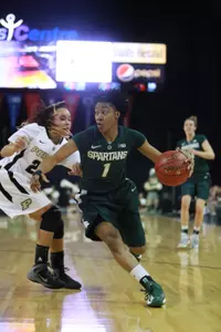 Senior Jasmine Thomas led MSU with 15 points and seven rebounds in today's championship game.