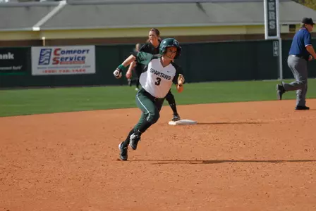 Senior Kylene Hopkins scored the lone run of the day for the Spartans.