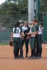 Kelly Smith pitched two complete games and improved her record to 9-2 on the season.