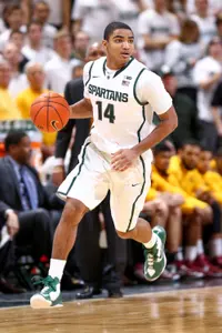 Gary Harris leads MSU in points with 13.3 per game.