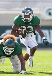 Jeremy Langford has been one of the standouts at running back, according to co-offensive coordinator Jim Bollman.