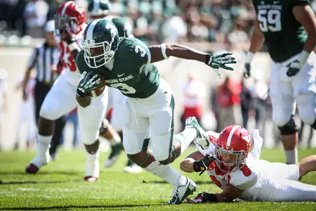 Macgarrett Kings Jr. set career highs for receptions (4) and receiving yards (61) and scored his first career TD against Youngstown State.