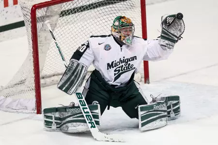 Jake Hildebrand will join Greg Wolfe in representing MSU at Big Ten Hockey Media Day.