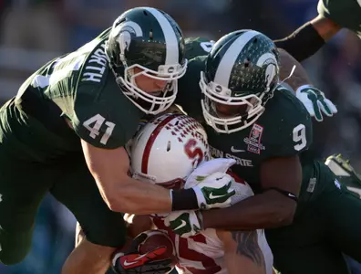 Defensive MVP Kyler Elsworth recorded four tackles, including 1.5 for losses, in MSU's 24-20 win over No. 5 Stanford in the 2014 Rose Bowl.