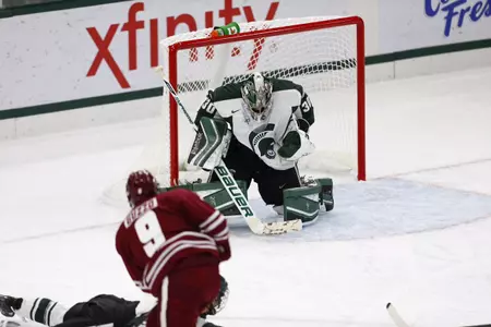 Jake Hildebrand had 24 saves on Saturday.