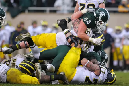 Michigan State's defense recorded 11 tackles for loss, including seven sacks, in last year's 29-6 win over Michigan.