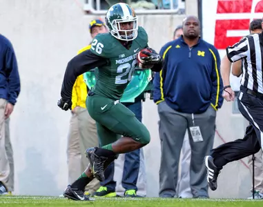 RJ Williamson scored his first career touchdown on a 29-yard interception return in the third quarter that gave MSU a 21-3 lead over Michigan.