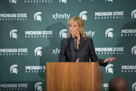 Head coach Suzy Merchant and the Spartans spoke today at MSU Women's Basketball Media Day.