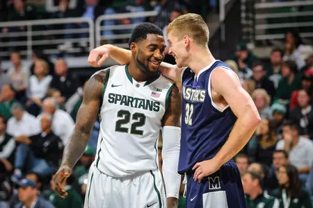 Russell Byrd was reunited with his former Spartan teammates when The Master's College came to East Lansing for an exhibition contest.
