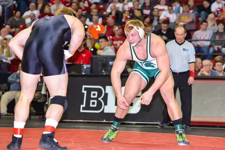 Mike McClure placed a career-best fourth at the Big Ten Championships and will wrestle in the NCAA Championships in Oklahoma City, Okla. (Photo by Sam Janicki)