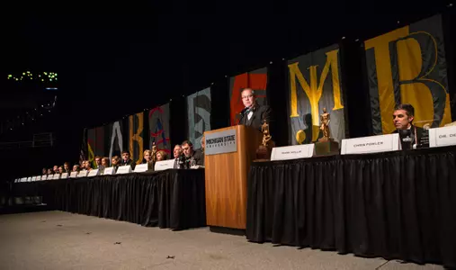 MSU Athletics Director Mark Hollis speaks at last year's Academic Excellence Gala at the Breslin Center.