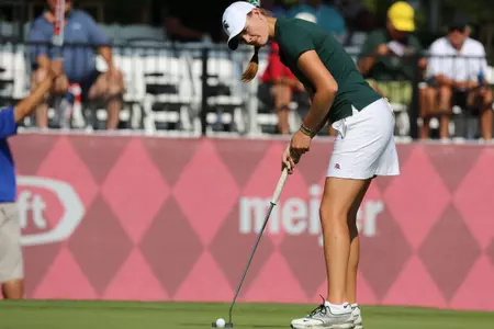 Lindsey McPherson putts on Thursday during the first round of the Meijer LPGA Classic at Blythefield Country Club (photo by Rey Del Rio).
