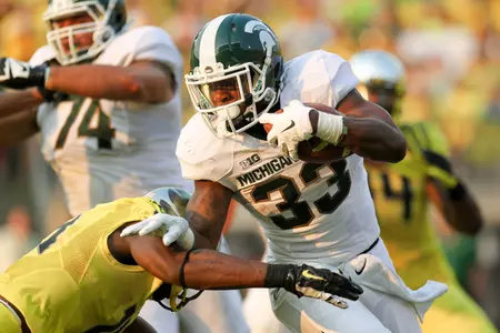 Jeremy Langford and the Spartans will look to get the ground game going against Eastern Michigan on Saturday in Spartan Stadium.