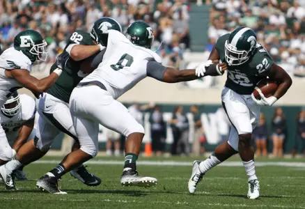 Delton Williams recorded his first career 100-yard rushing game, with 10 carries for 103 yards and three TDs in MSU's 73-14 win over EMU.