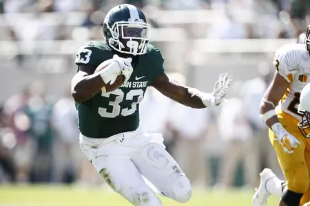 Jeremy Langford recorded his ninth 100-yard rushing game of his career on Saturday against Wyoming.