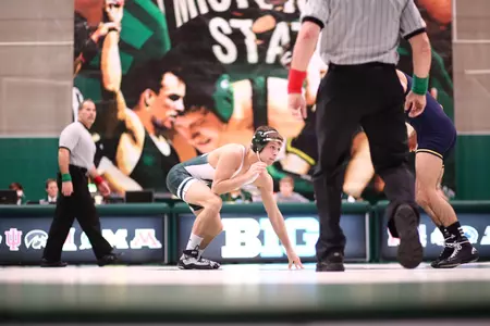Mitch Rogaliner recorded his first career fall in a Big Ten dual on Sunday against Wisconsin.