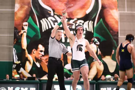Nick McDiarmid has won three straight Big Ten dual matches, including two over ranked opponents, as he beat No. 9 Braden Atwood at 197 pounds, 6-2, on Sunday afternoon.