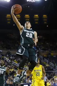 Travis Trice contributed 22 points and seven assists off the bench in MSU's 80-67 win at Michigan Tuesday night.