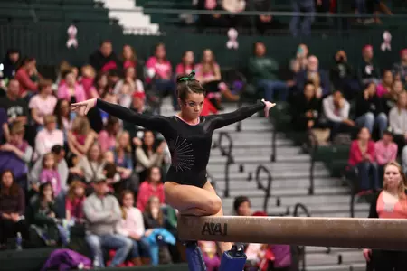 Sophomore Holly Ryan set a career-high 9.875 and recorded a second place finish for the Spartans