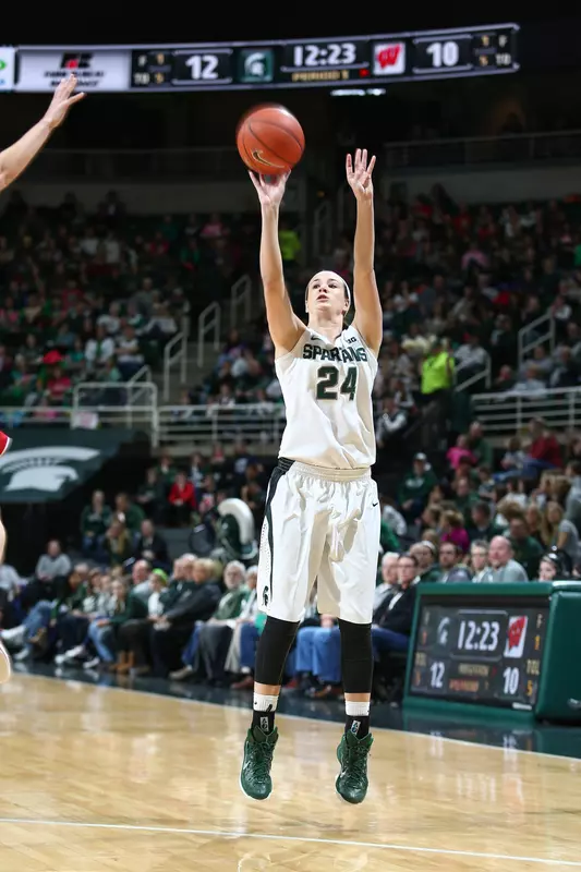 Freshman guard/forward Lexi Gussert scored a career-high 20 points, including netting a career-high four three-pointers, in Michigan State's 86-79 loss at Minnesota on Sunday.