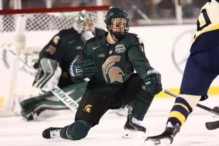 John Draeger attempts to block a shot in Saturday's game.
