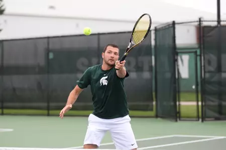 Doug Zade (pictured), along with Jasper Koenen, won at No. 3 doubles for the Spartans at No. 8 Texas on Thursday.