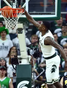 Eron Harris dunks the ball against the Iowa Hawkeyes.