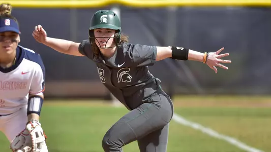 MIAMI, FL - FEBRUARY 9: Michigan State University vs Syracuse University softball during the Felsberg Invitational on February 9, 2020 in Miami, Florida. (Photo by Eric Espada/Michigan State University)