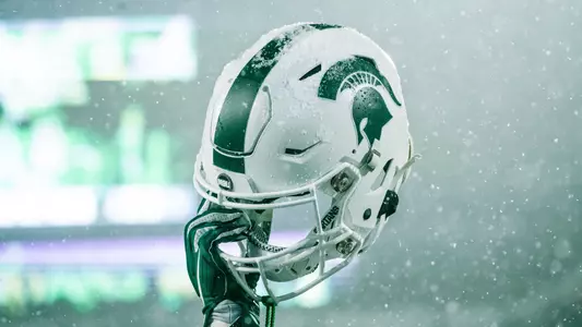 White football helmet snow Penn State game